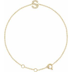 14K Yellow .05 CTW Natural Diamond Initial S 6-7" Bracelet