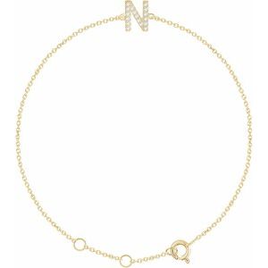 14K Yellow .06 CTW Natural Diamond Initial N 6-7 Bracelet