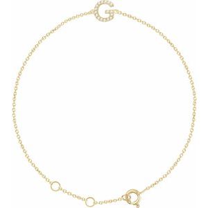14K Yellow .05 CTW Natural Diamond Initial G 6-7" Bracelet