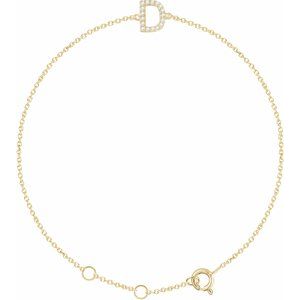 14K Yellow .06 CTW Natural Diamond Initial D 6-7 Bracelet