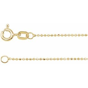 14K Yellow 1 mm Diamond-Cut Bead 7-16-18-20-24 Chain