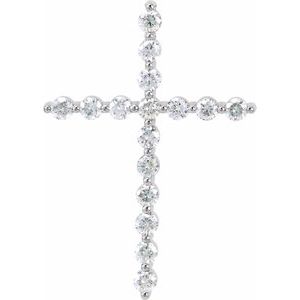 14K White 5/8 CTW Natural Diamond Cross Pendant