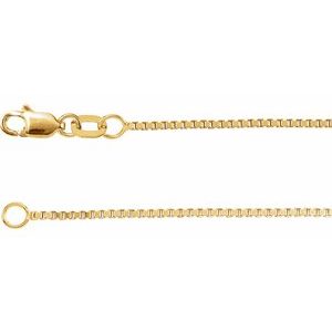 14K Yellow 1 mm Box 7-16-18-20-24 Chain