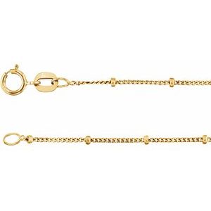 14K Yellow 1 mm Beaded Curb 18 Chain