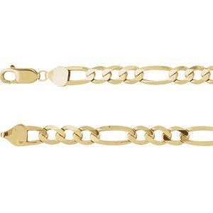 14K Yellow 6.5 mm Figaro 8 Chain