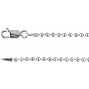 14K White 2 mm Hollow Bead 18-20-24 Chain