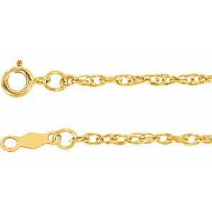 14K Yellow 1.5 mm Rope 7-16-18-20-24 Chain
