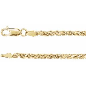 14K Yellow 2.75 mm Diamond-Cut Wheat Chain 7-16-18-24 Chain