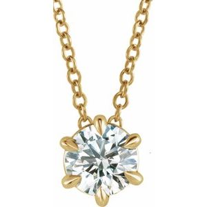 14K Yellow 5/8 CT Lab-Grown Diamond Solitaire 16-18 Necklace