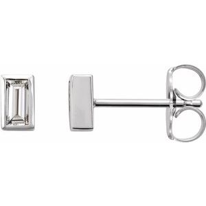 14K White .08 CTW Natural Diamond Bezel-Set Earrings