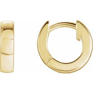 14K Yellow Hinged 9.5 mm Hoop Earrings