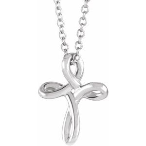 Sterling Silver 13.35x10.42 mm Youth Cross 15" Necklace