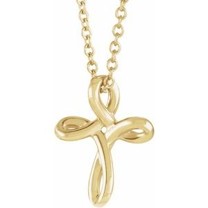 14K Yellow 13.35x10.42 mm Youth Cross 15" Necklace