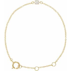 14K Yellow Imitation Pearl Youth Birthstone 4 1/2-5 1/2" Bracelet