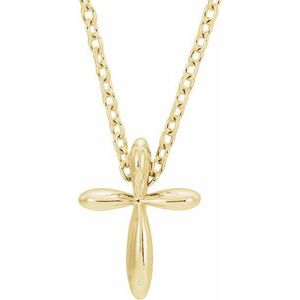 14K Yellow 10x7.72 mm Cross 16-18" Necklace