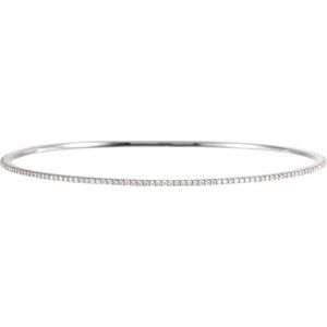 14K White 1 CTW Lab-Grown Diamond Stackable Bangle 8" Bracelet