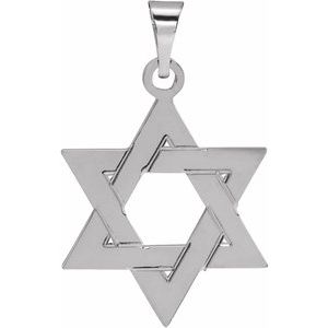 14K White 17x15 mm Star of David Pendant