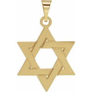 14K Yellow 17x15 mm Star of David Pendant