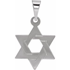 14K White 14x12 mm Star of David Pendant