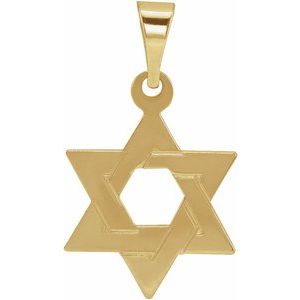 14K Yellow 14x12 mm Star of David Pendant