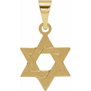 14K Yellow 12x9 mm Star of David Pendant