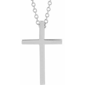 14K White 17.4x11.1 mm Cross 18" Necklace