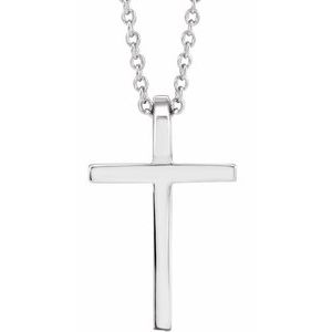 Sterling Silver 12x7.6 mm Cross 18" Necklace