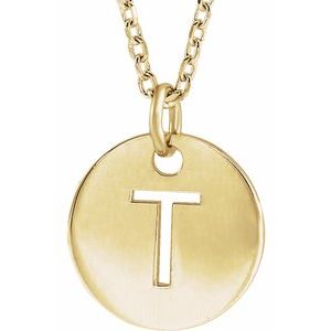 14K Yellow Initial T 16-18" Necklace