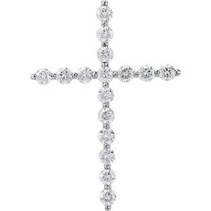 14K White 1/2 CTW Lab-Grown Diamond Cross Pendant
