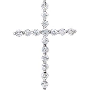14K White 1  CTW Natural Diamond Cross Pendant