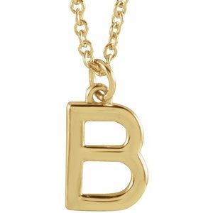 14K Yellow Initial B Dangle 18" Necklace