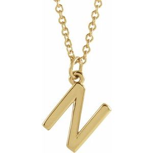 14K Yellow Initial N Dangle 18" Necklace