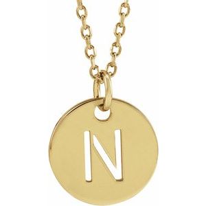 18K Yellow Gold-Plated Sterling Silver Initial N 16-18" Necklace