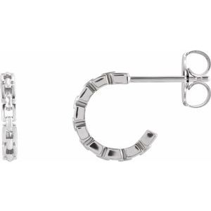 14K White Chain Link 10.2 mm Hoop Earrings
