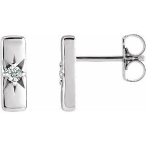 14K White .07 CTW Lab-Grown Diamond Bar Earrings
