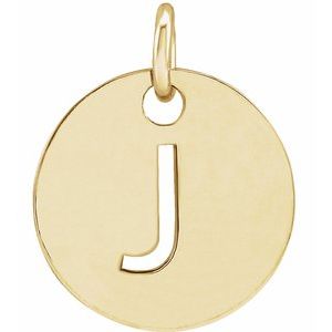 14K Yellow Initial J Pendant