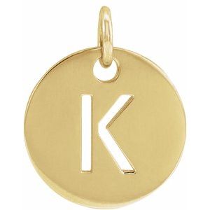 14K Yellow Initial K Pendant