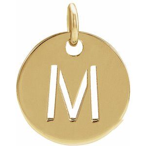 14K Yellow Initial M Pendant