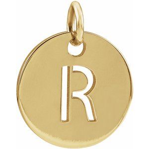 14K Yellow Initial R Pendant