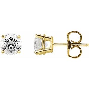 14K Yellow 5 mm Round Imitation White Cubic Zirconia  Stud Earrings