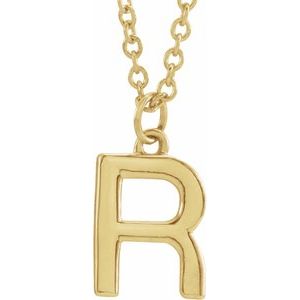 14K Yellow Initial R Dangle 18" Necklace