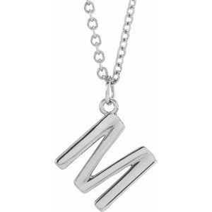 Sterling Silver Initial M Dangle 18" Necklace