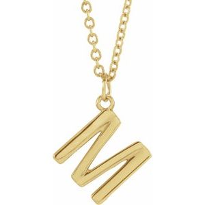 18K Yellow Gold-Plated Sterling Silver Initial M Dangle 18" Necklace