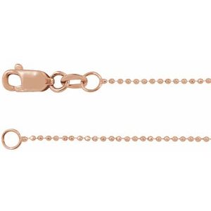 14K Rose 1 mm Diamond-Cut Bead 18 Chain