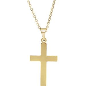 14K Yellow 18 x 12 mm Cross 18 Necklace