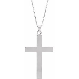 14K White 39 x 25 mm Cross 18" Necklace