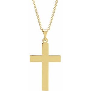 14K Yellow 22 x 14 mm Cross 18 Necklace