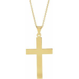 14K Yellow 28 x 18 mm Cross 18" Necklace