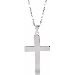 Sterling Silver 28 x 18 mm Cross 18" Necklace
