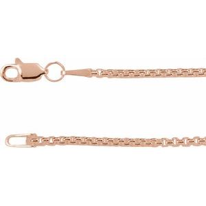 14K Rose 1.8 mm Rounded Box 7 Chain
